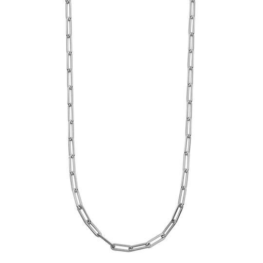 Sterling Silver Paperclip Chain Necklace Rhodium Finish 24"