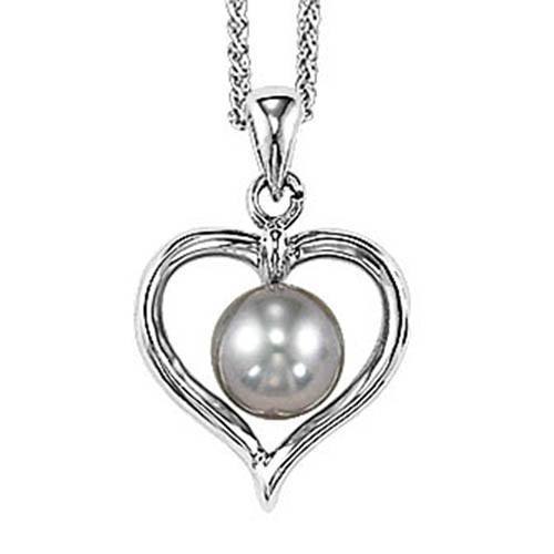 Sterling Silver Heart Shaped Pearl Pendant
