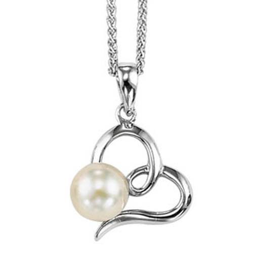 Sterling Silver Heart With Pearl Pendant