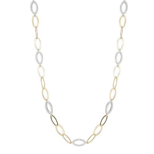 2-tone Marquise Necklace With 7 Double Sided CZ Link 17"
