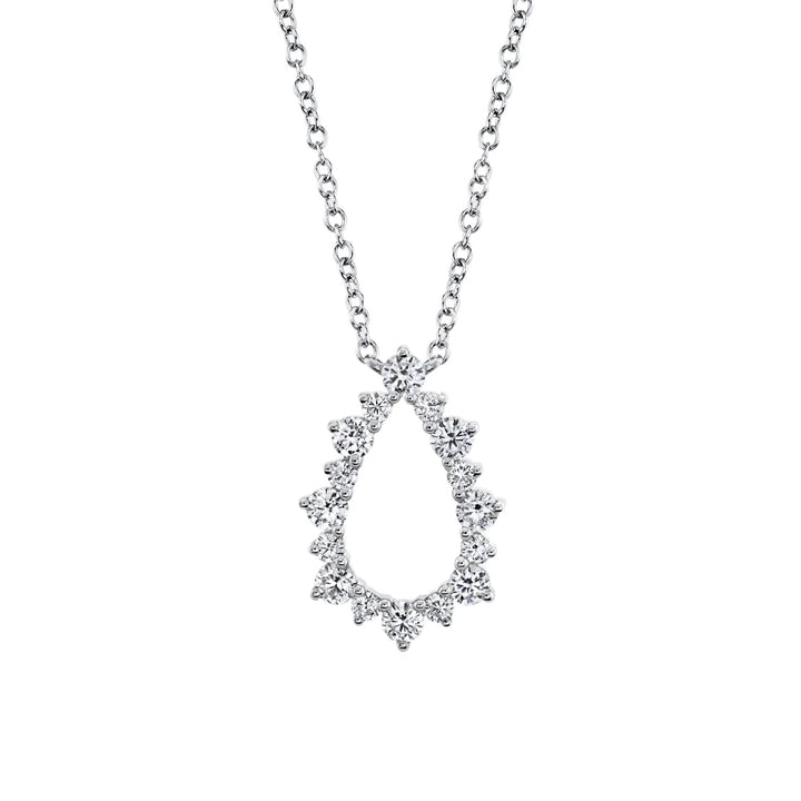 14K White Gold 0.43ctw Diamond Open Pear Pendant Necklace - SC55020683