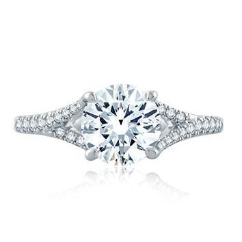 Pave Diamond Split Shank Engagement Ring