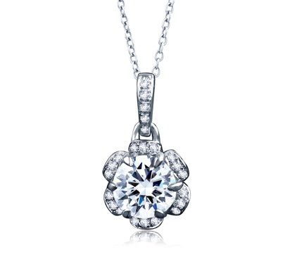A.JAFFE SEASONS OF LOVE TULIP MOTIF DIAMOND DROP PENDANT