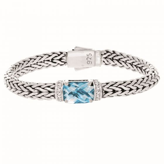 Phillip Gavriel Sterling Silver Blue Topaz & White Sapphire Bracelet