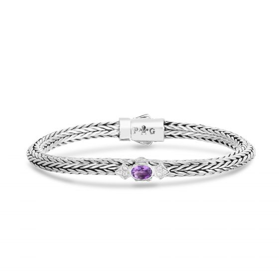 Phillip Gavriel Sterling Silver Amethyst & White Sapphire Bracelet