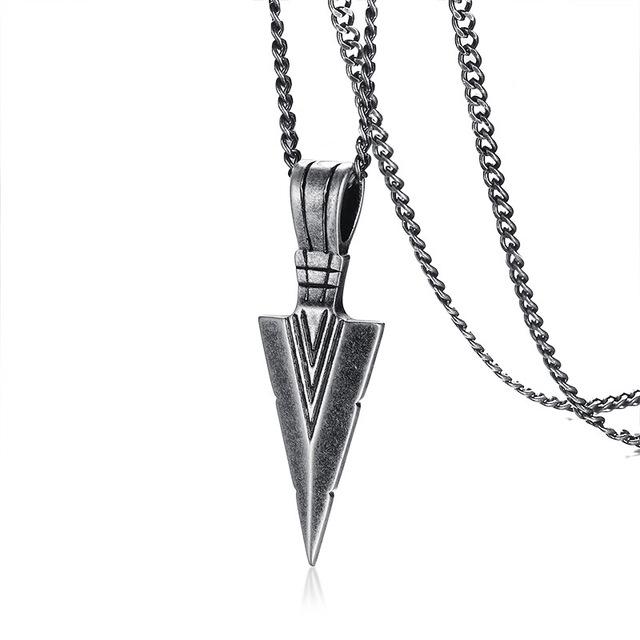 Tribal Viking Spear Blade Pendant with Necklace Chain