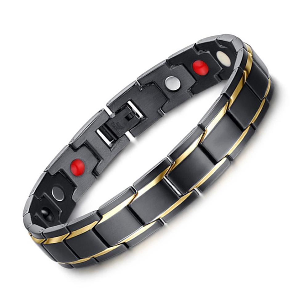 Unisex Black & Gold Magnetic Bracelet with Adjusting Tool