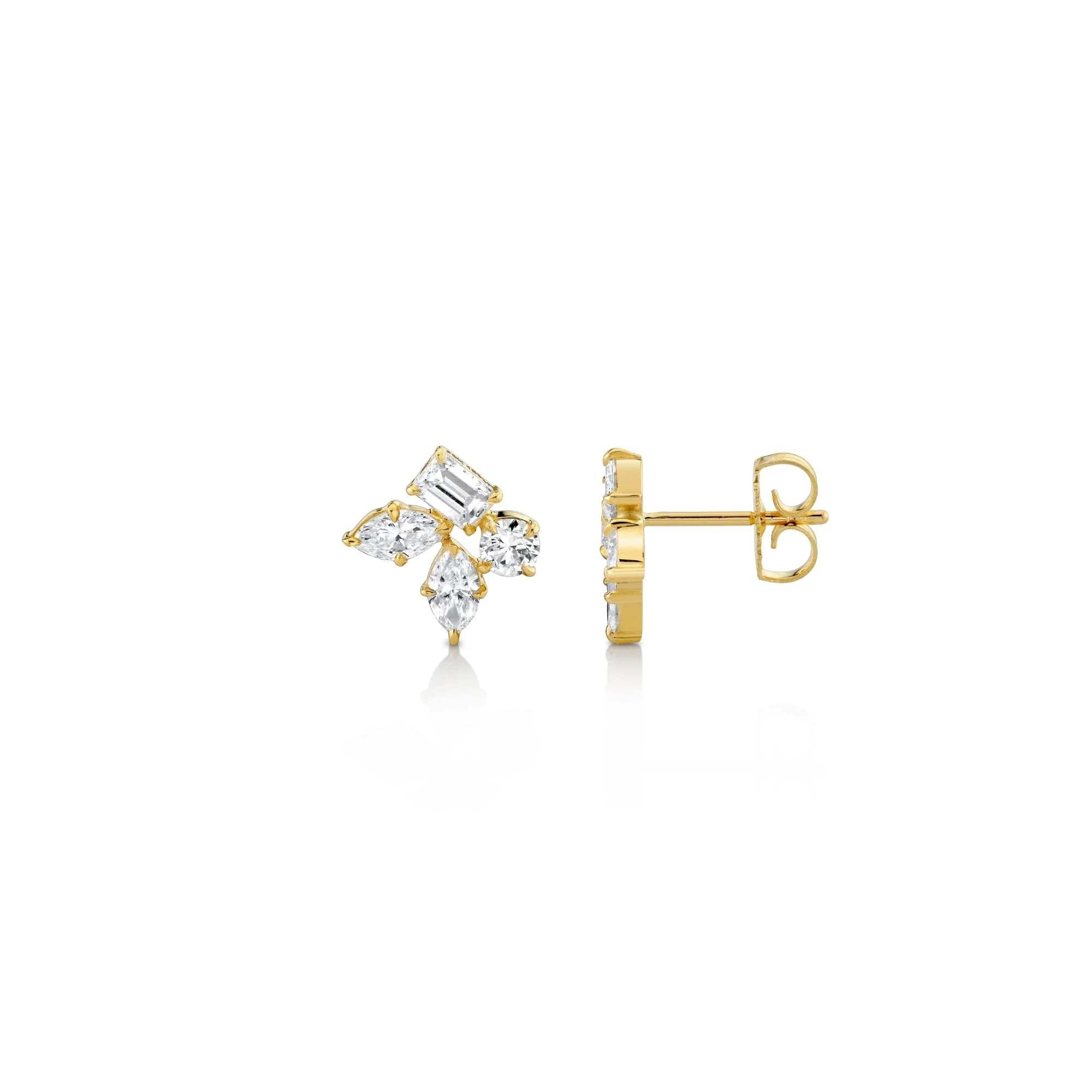 1.64ctw Diamond Montage Cluster Stud Earrings