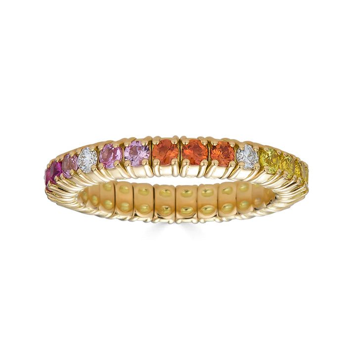 Zydo 18K Yellow Gold 1.10ctw Multi-Colored Gemstone Stretch Eternity Ring