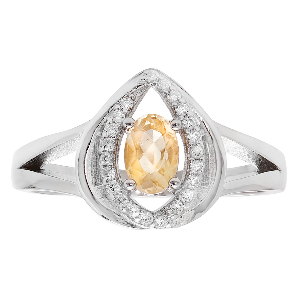 Stterling Silver Genuine Citrine Ring