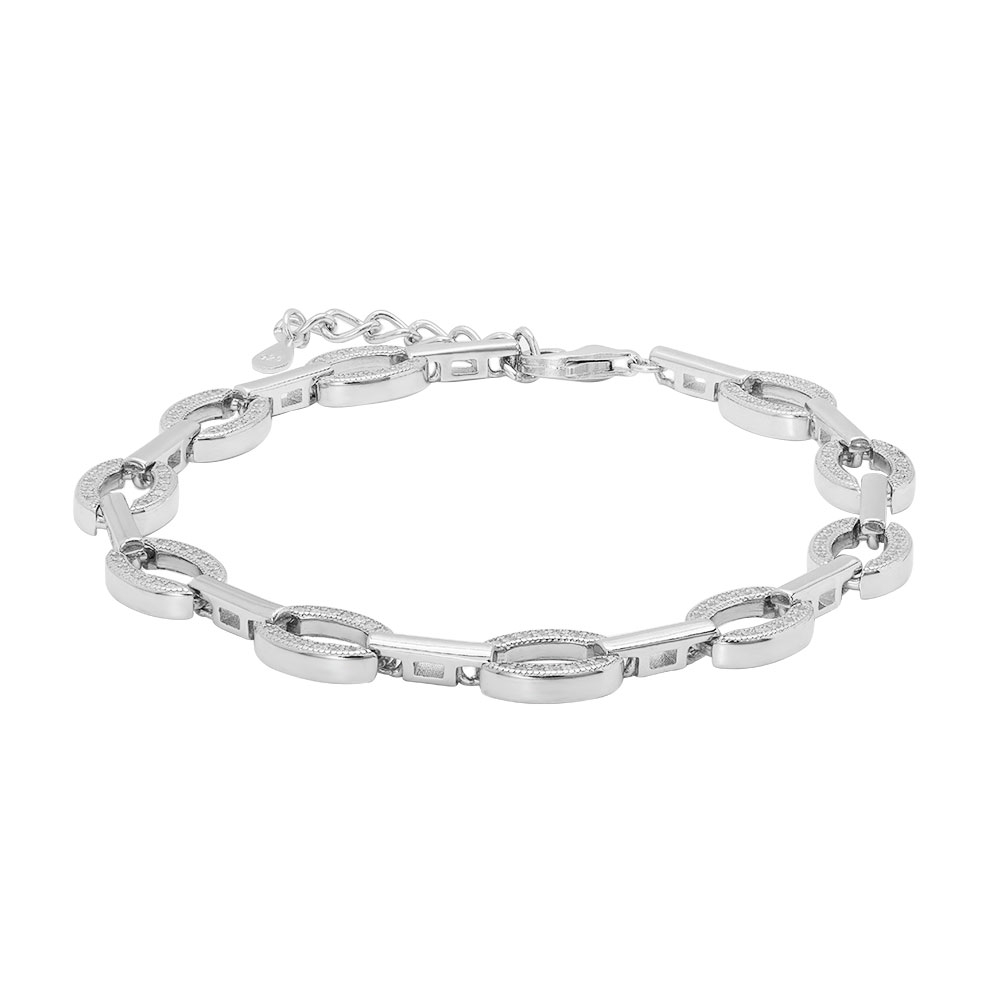 Micro Pave Cubic Zirconia Accent Sterling Silver Chain Style Bracelet