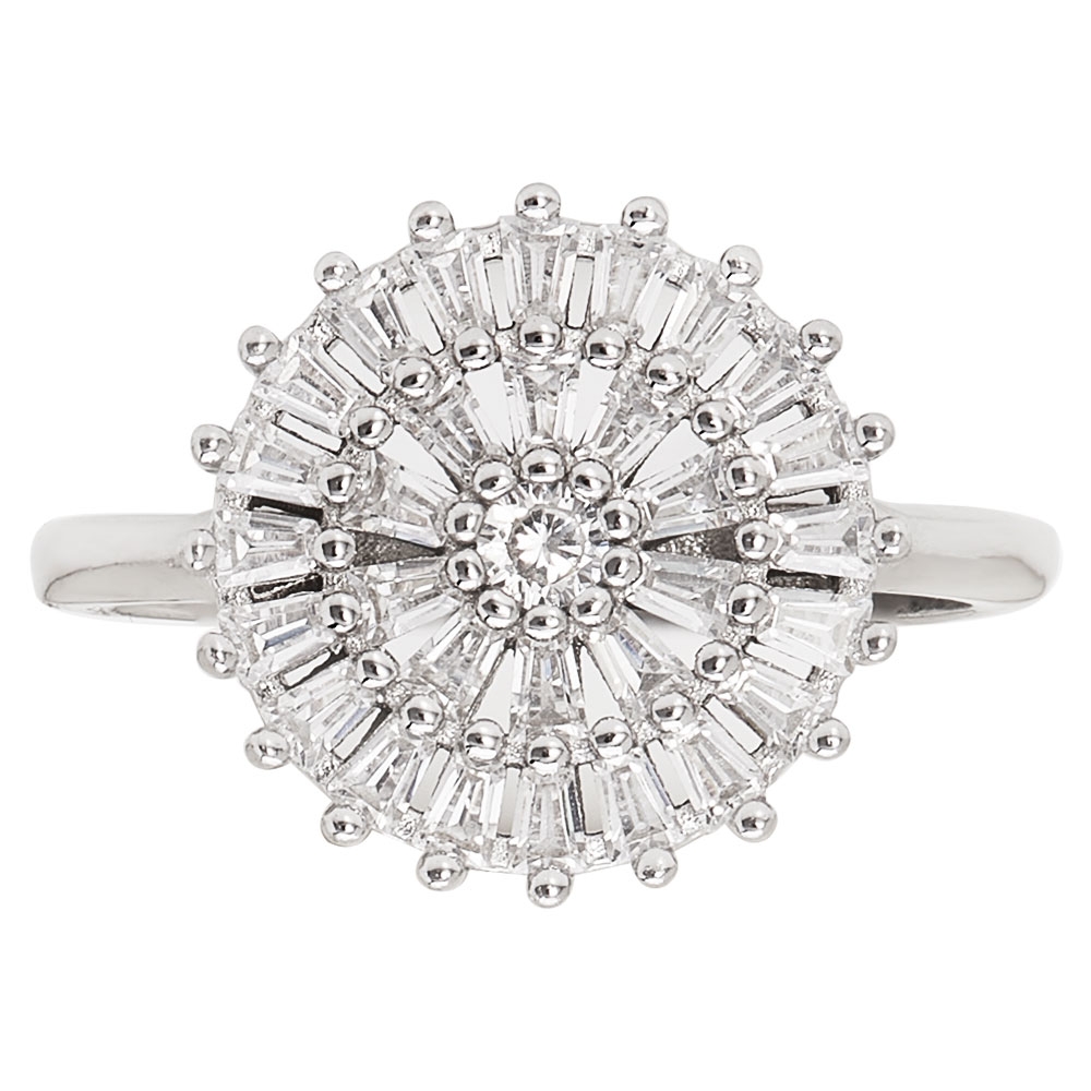 Starburst CZ Sterling Silver Ring