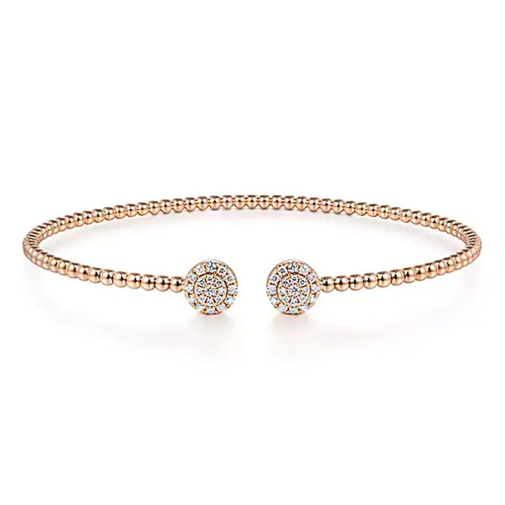 Gabriel & Co 14k Rose Gold Bujukan Bead Split Cuff Bracelet with Pave Diamond Discs - BG4123-65K45JJ