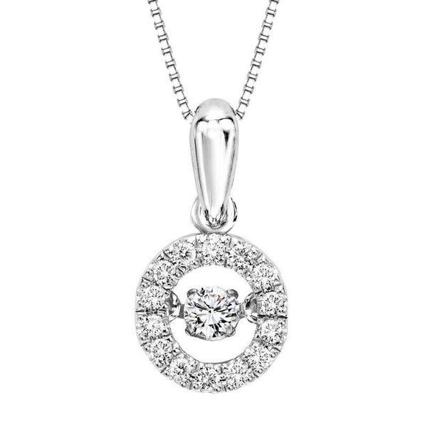 Rhythm of Love Diamond Halo Necklace 1/5Cttw 10K White Gold