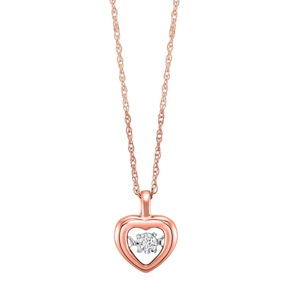 Heart Shaped Rhythm of Love Diamond Necklace 10K Rose Gold