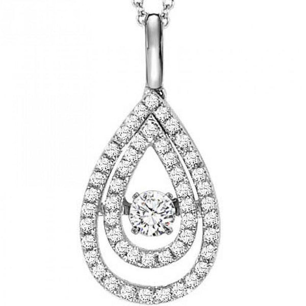 Rhythm of Love Pear Double Halo Diamond Necklace 14K