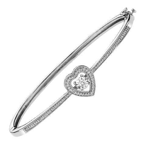 Heart Shaped Rhythm of Love Bangle Diamond Bracelet 1/4Cttw