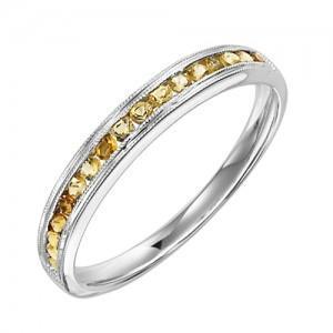 Citrine Channel Set Birthstone Ring 10K White Gold