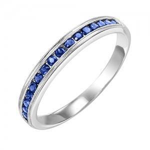 Sapphire Channel Set Birthstone Ring 10K White Gold