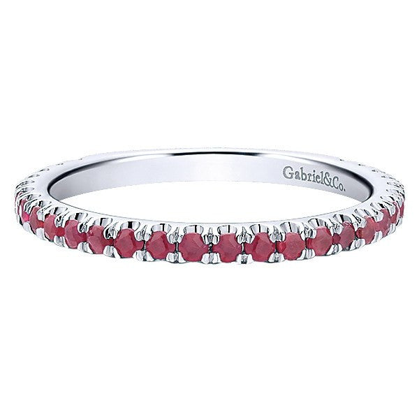 Ruby Birthstone Stackable Ring 14K White Gold