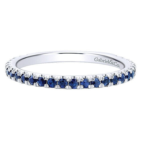Sapphire Birthstone Stackable Ring 14K White Gold