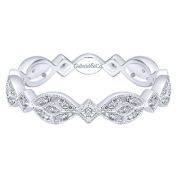 Vintage Stackable Diamond Ring .15cttw 14K White Gold