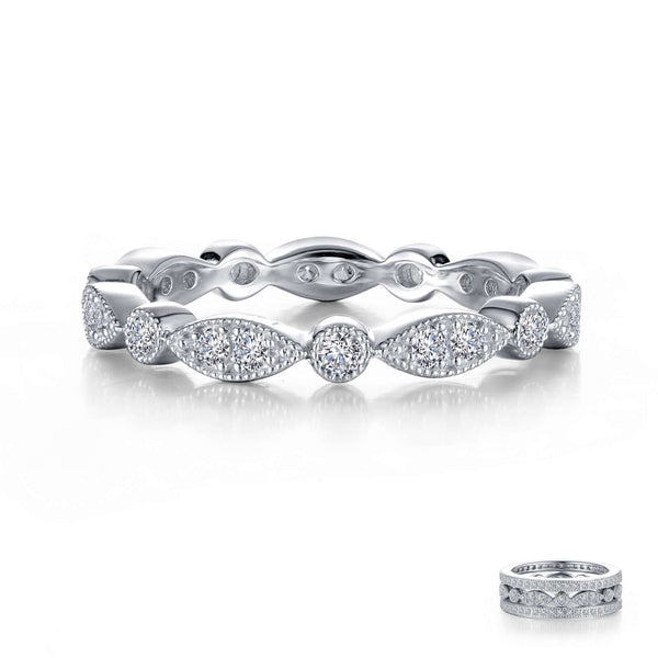 Lafonn Sterling Silver Stackable Wave Eternity Band