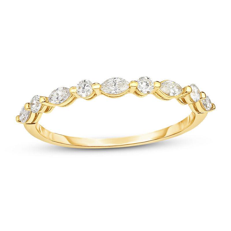 Round and Marquise Diamond Band