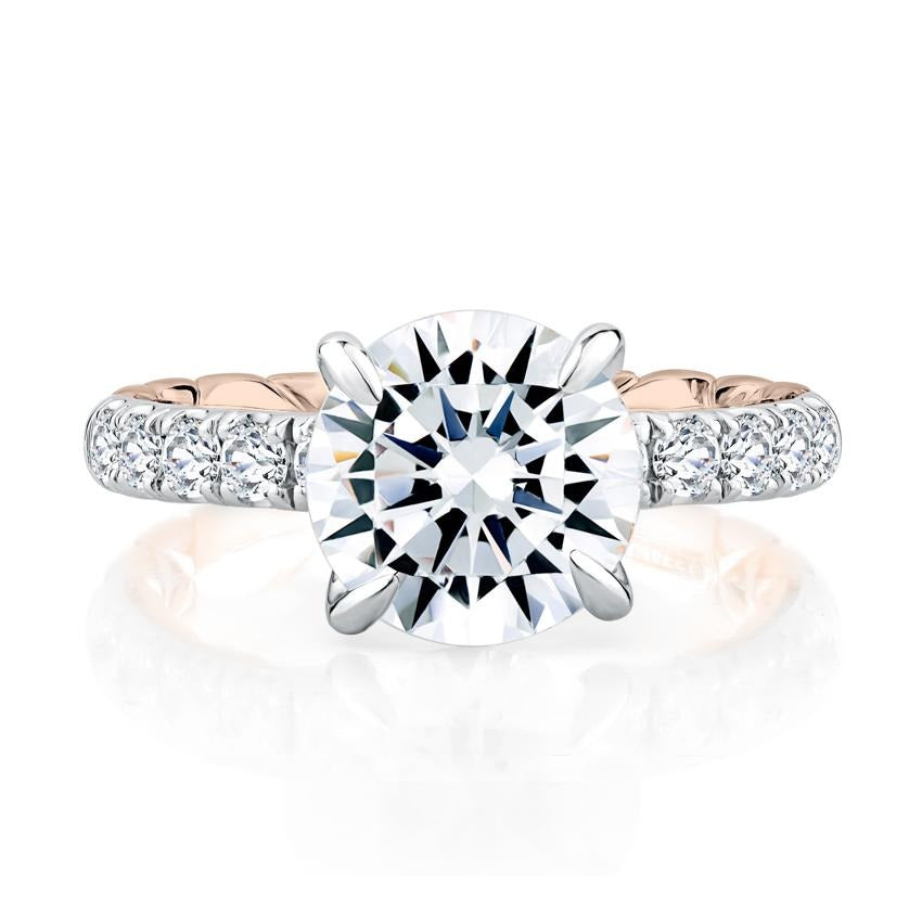 Round & Pave Diamond Engagement Ring