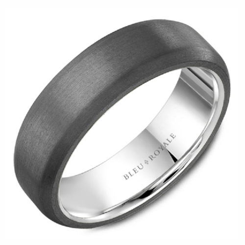 14K White Gold With Sandpaper Grey Tantalum