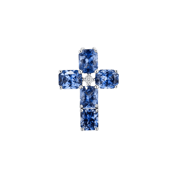 Sapphire Diamond Cross Pendant