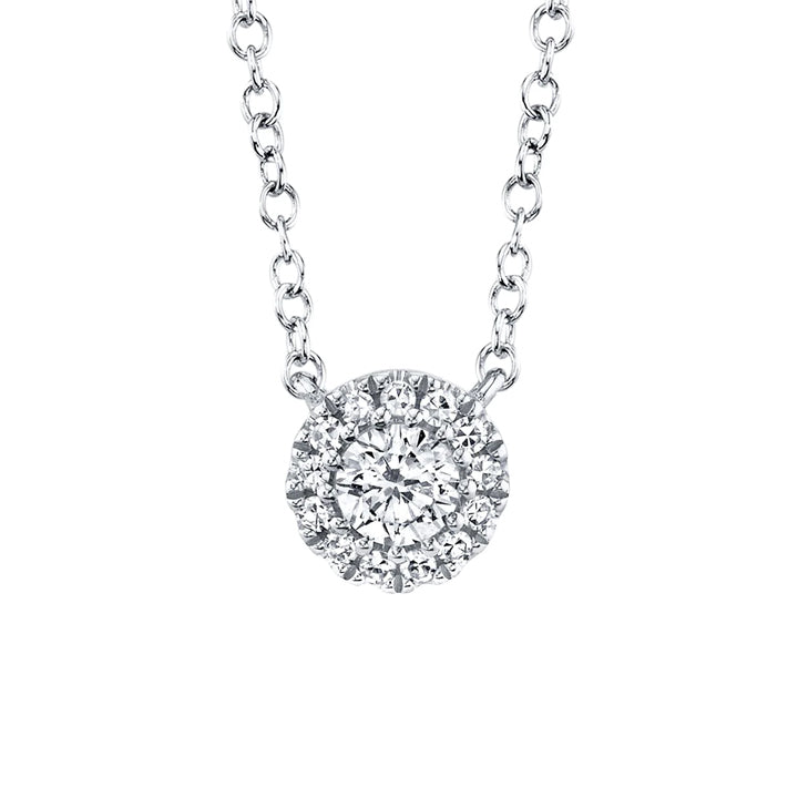 14K Gold 0.14ctw Diamond Halo Pendant Necklace - SC55002695