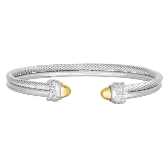 Phillip Gavriel Sterling Silver & 18K Gold Diamond Cuff Bracelet