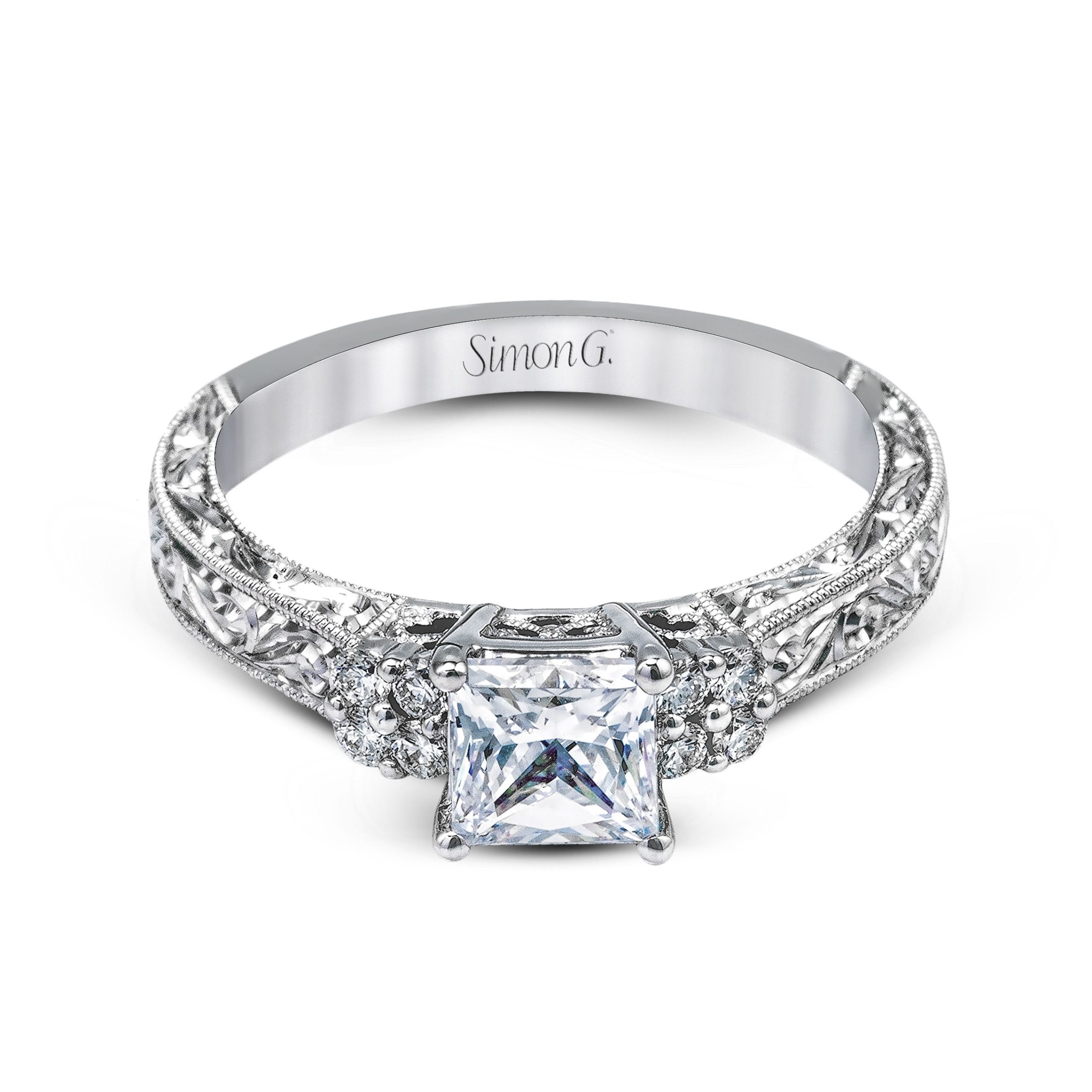 LP2253 Vintage Explorer Collection Platinum Princess Cut Engagement Ring