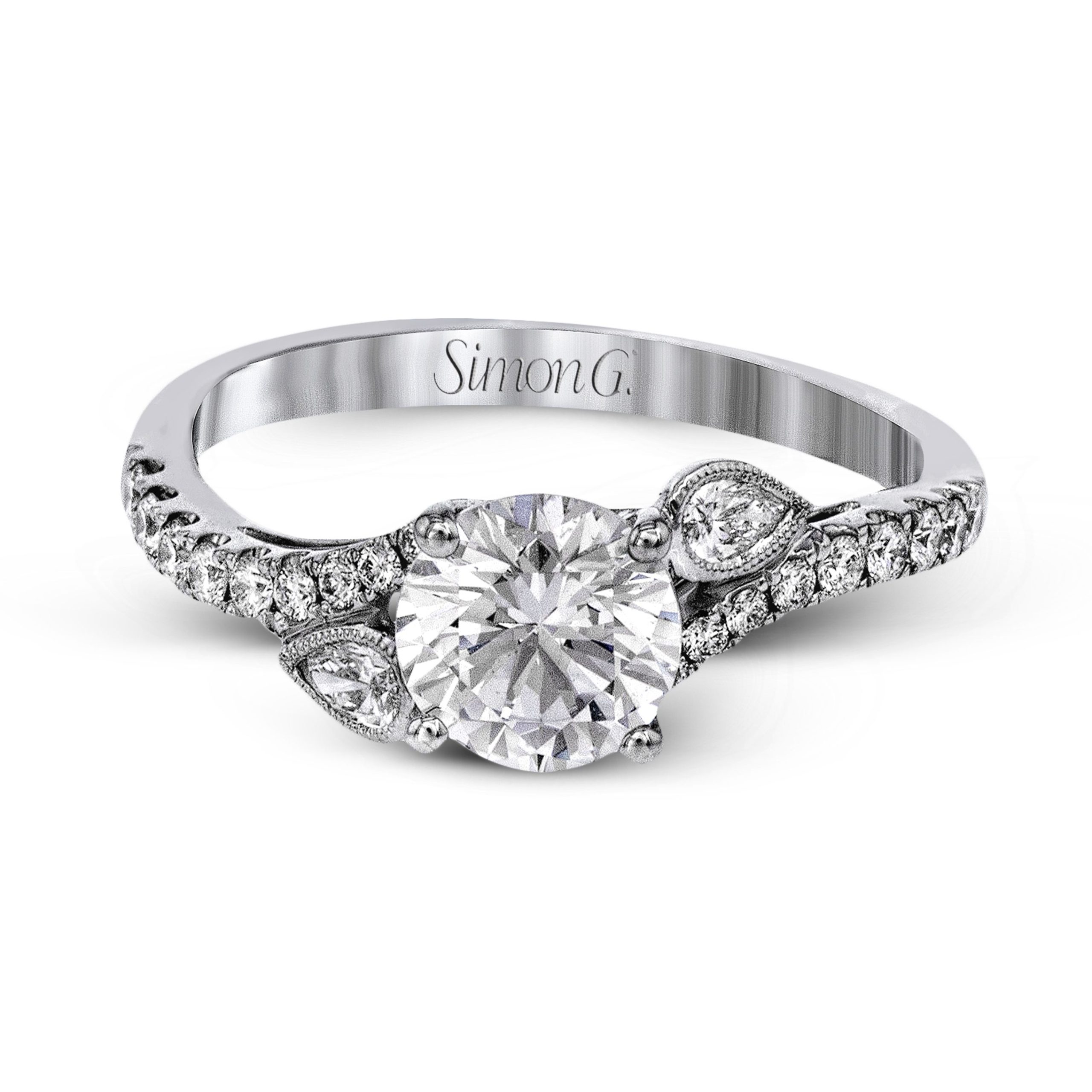 MR2832 Garden Collection White Gold Round Cut Engagement Ring