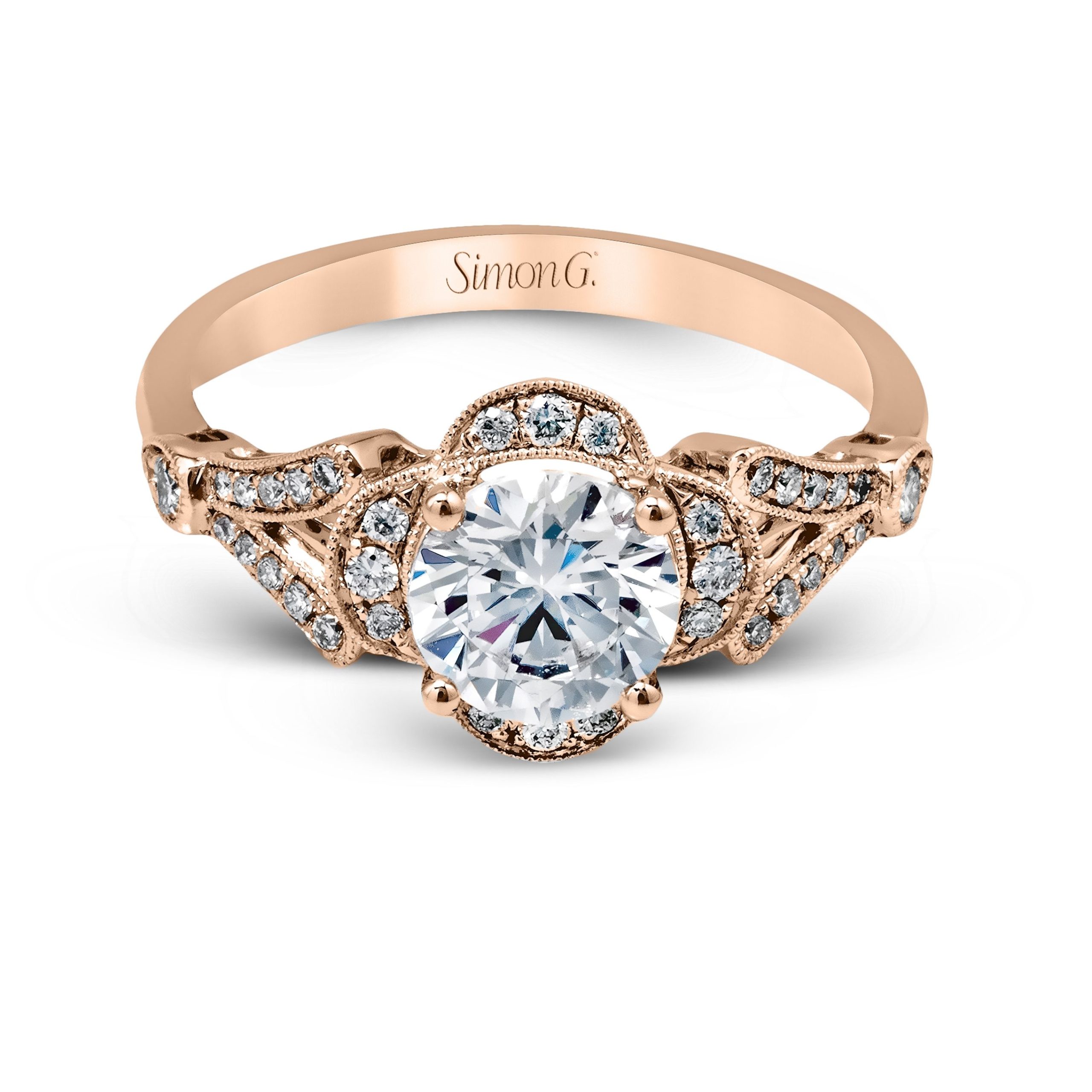 TR561 Vintage Explorer Collection Rose Gold Round Cut Engagement Ring