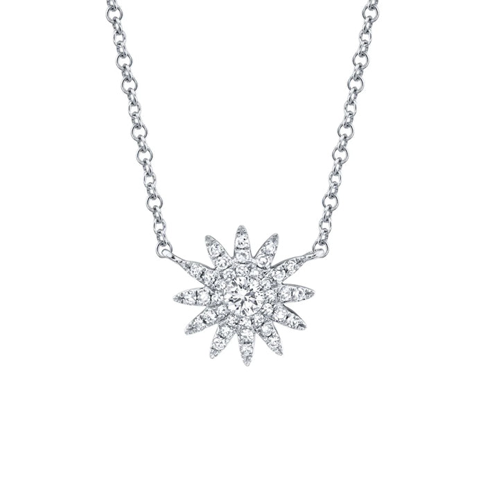 14K White Gold 0.15ct Diamond Starburst Necklace - SC55004912