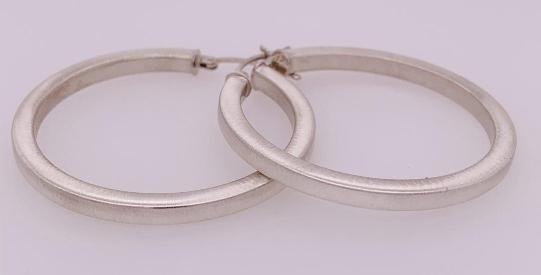 Sterling Silver Rhodium-plated Square Tube Hoop Earrings