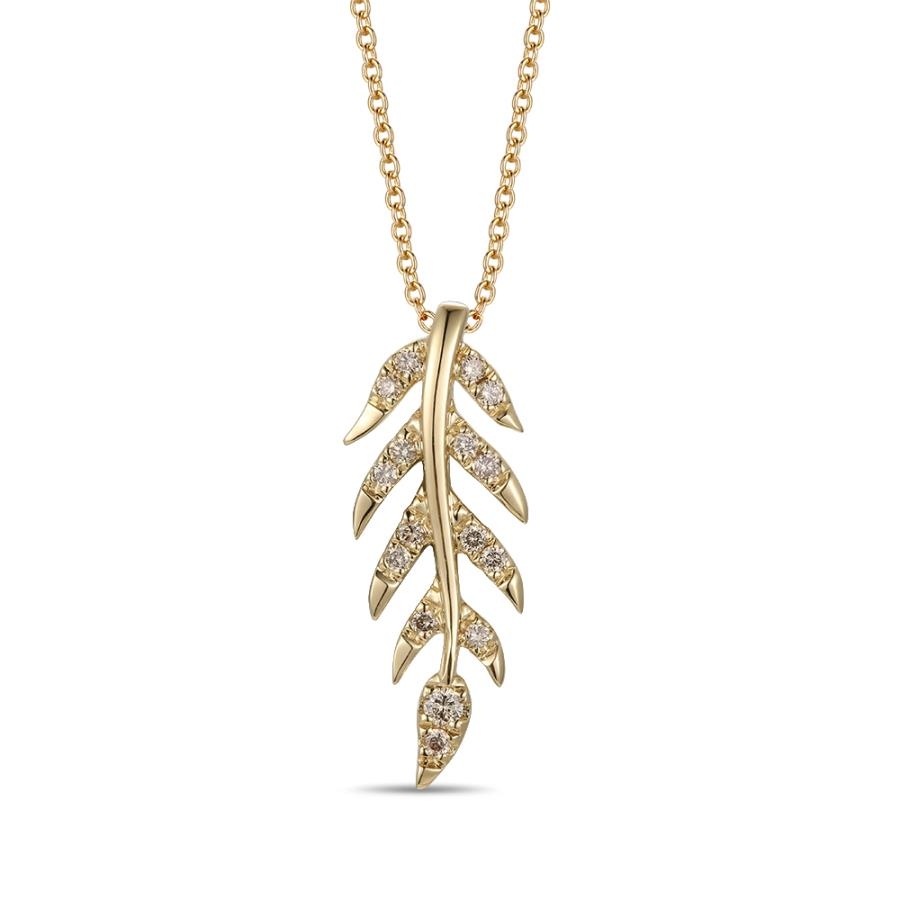 Levian 14kt Honey Gold .13ct Diamond Leaf Pendant