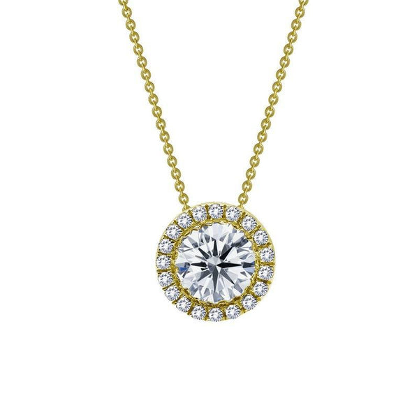 Lafonn Round Halo Yellow Gold Bonded Necklace With Simulated Diamonds