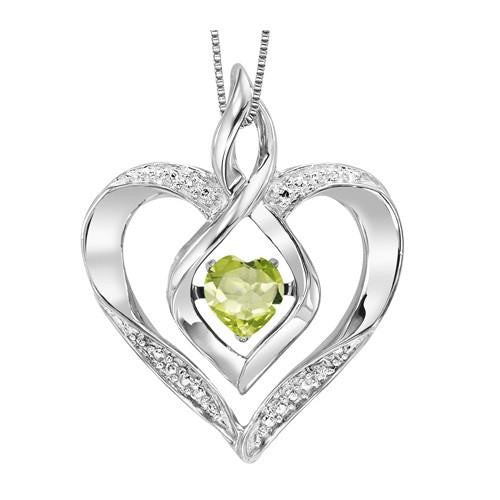 Sterling Silver Created Peridot Heart Shaped Necklace