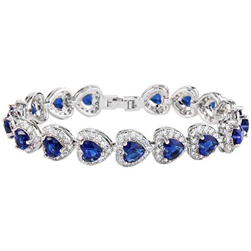 Women's 925 Sterling Silver Full Zircon Elegant Heart-shaped Tennis Bracelet