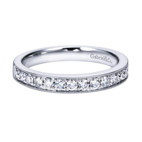 Bead Set Diamond Band .50 Cttw 14K White Gold