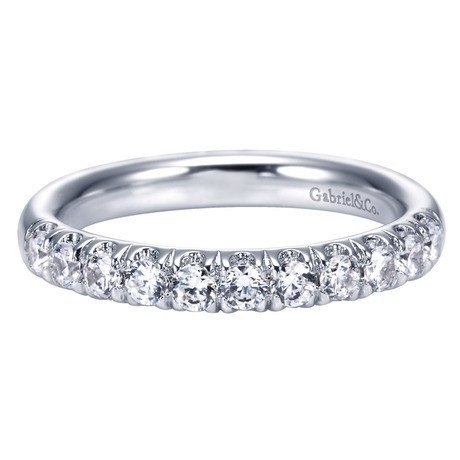 French Pave Diamond Band .50 Cttw 14K White Gold