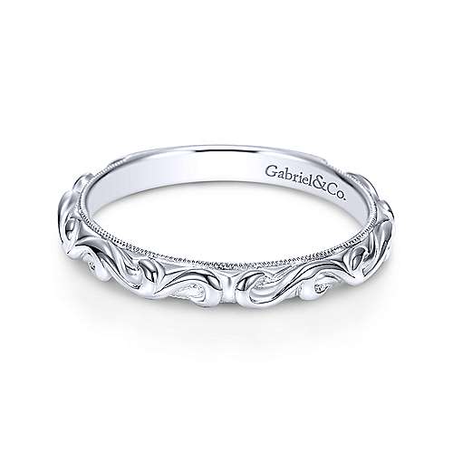 Ornate Wedding Band 14K White Gold 148B | Mullen Jewelers