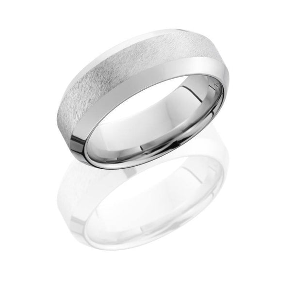 Angle Stone Finish Beveled Cobalt Chrome Wedding Band 8mm