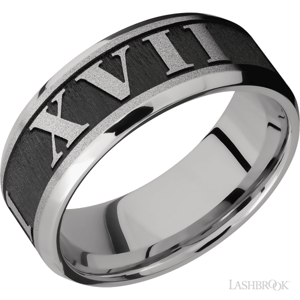 Customized Roman Numerals Cobalt Chrome Wedding Band 8mm