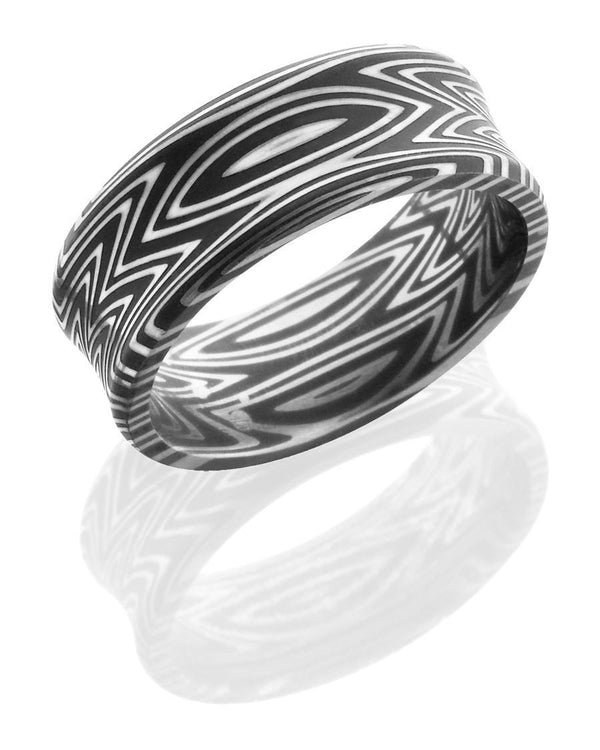Zebra Stripe Pattern Damascus Steel Wedding Band 8mm