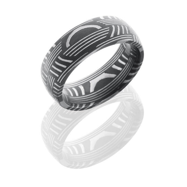 Basket Pattern Damascus Steel Wedding Band 8mm