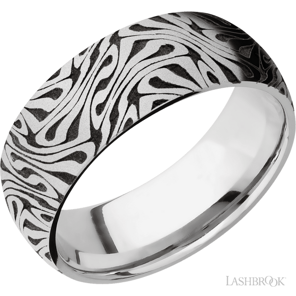 Laser Carved Escher Pattern Wedding Band Cobalt Chrome 8mm